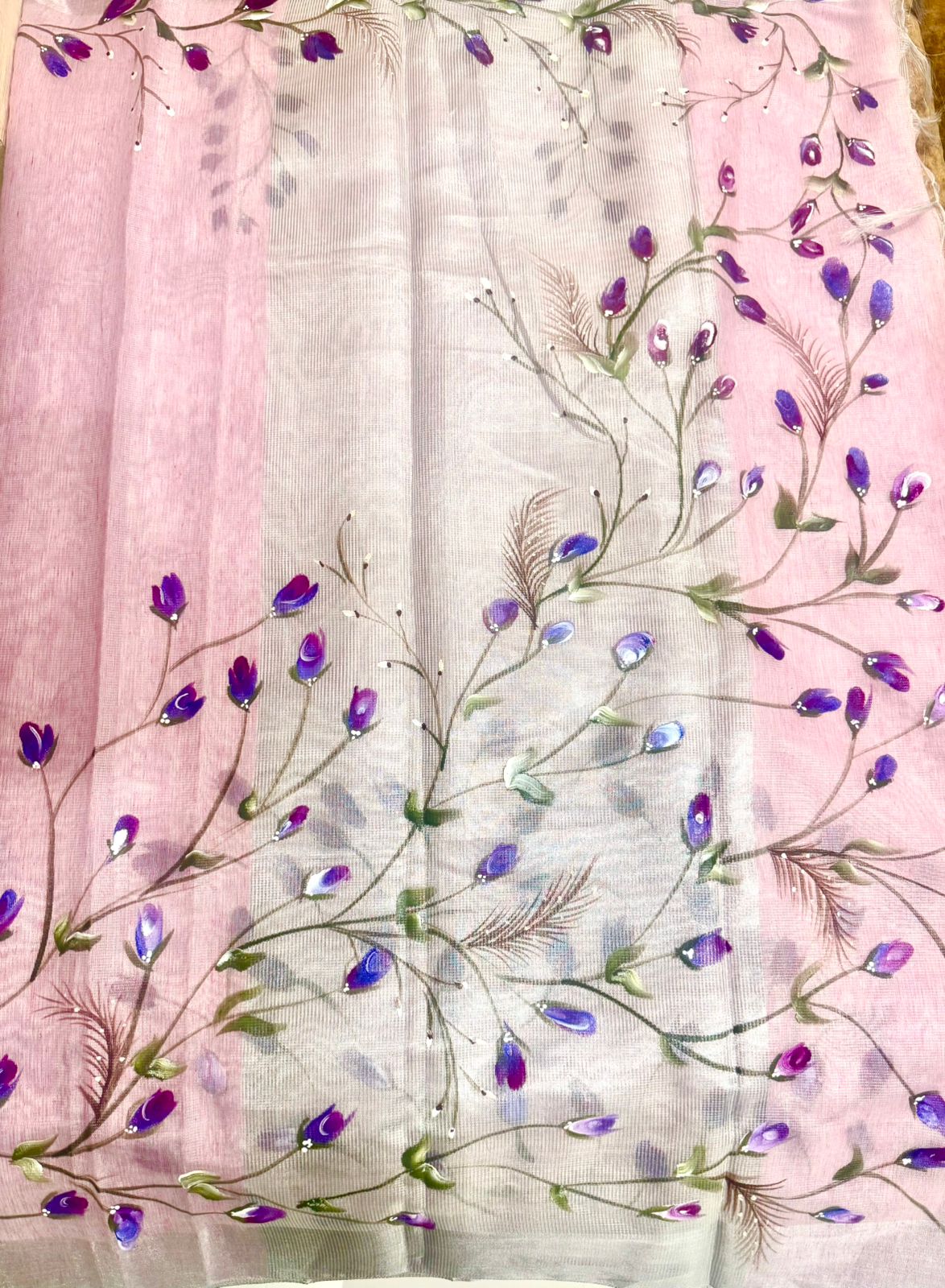 Pink Linen Saree